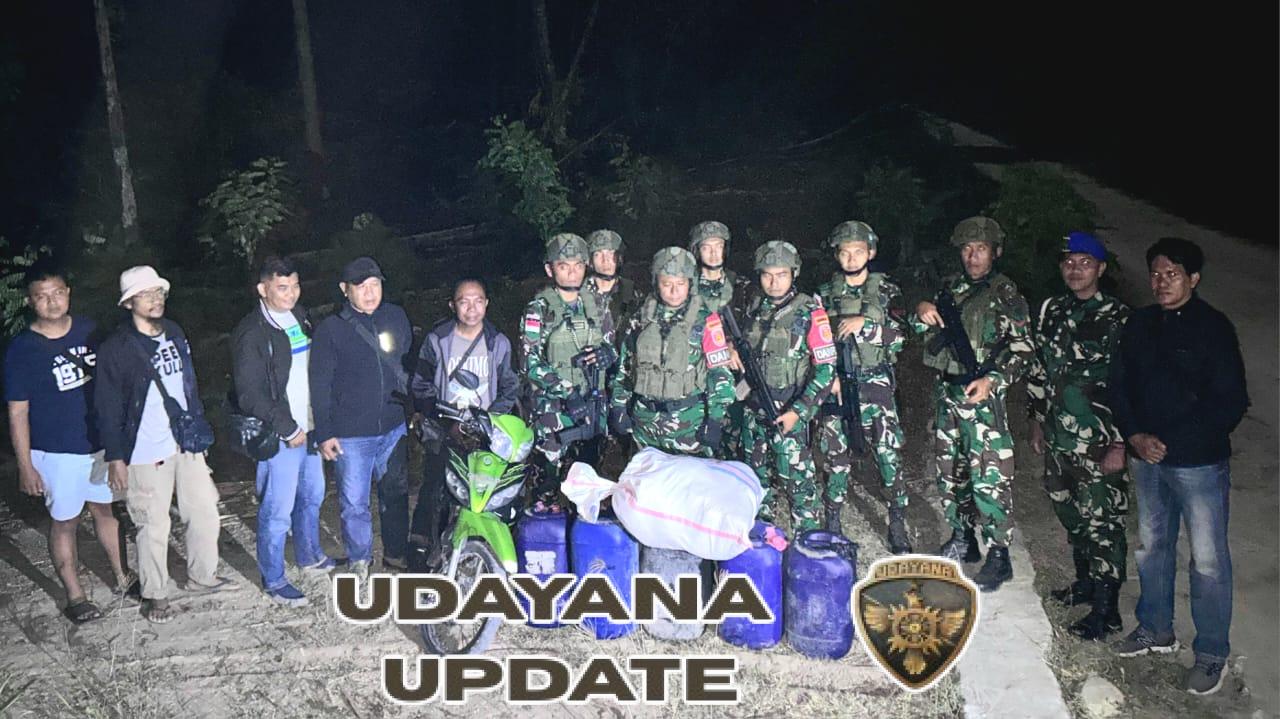 Upaya Penyelundupan BBM dan Tembakau Digagalkan Satgas Pamtas Yonarmed 12 Kostrad di Motamasin