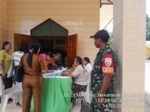 Kolaborasi Babinsa Dukung Rakor Lintas Sektor Puskesmas Oemasi