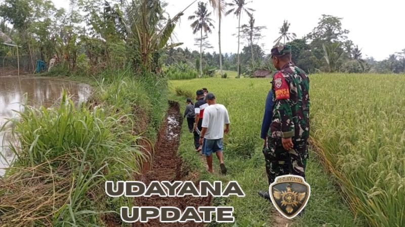 Babinsa Desa Undisan Dampingi Pengecekan dan Evaluasi Pembangunan Saluran Irigasi di Subak Ume Lawan
