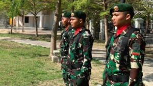 Satgas Pamtas Yonarmed 12 Kostrad Ikuti Upacara Sumpah Pemuda di PLBN Motaain
