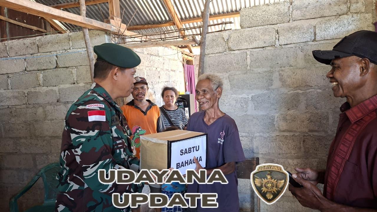 Baksos TNI di Perbatasan, Satgas Pamtas Yonarhanud 2 Kostrad Beri Sembako Kepada Masyarakat Kurang Mampu