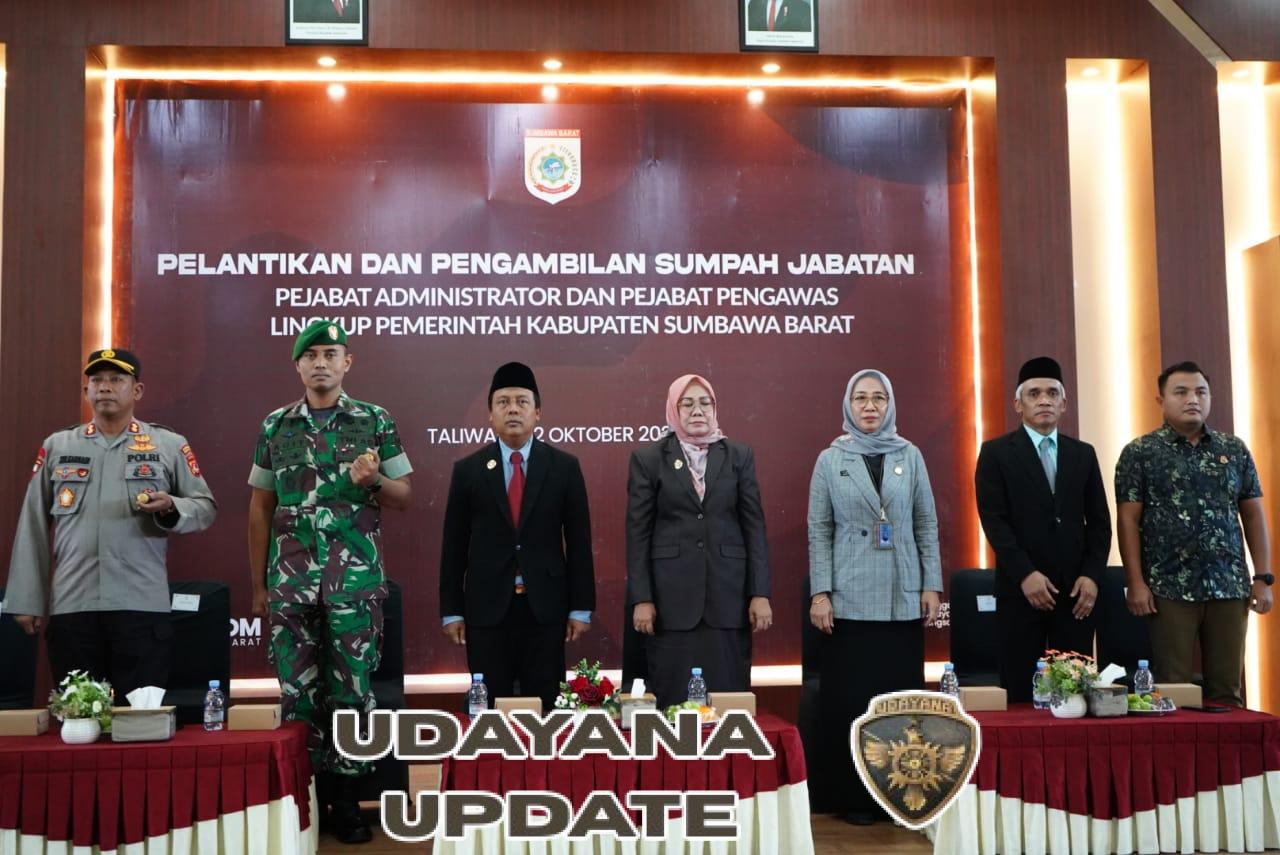 Dandim 1628/KSB Hadiri Pelantikan Pejabat Eselon III dan IV Pemda KSB