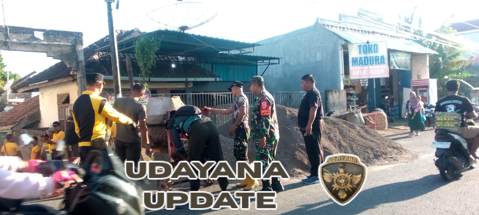 Sinergi TNI-Polri, Pemerintah, dan Masyarakat Sukses Betonisasi Jalan di Seririt