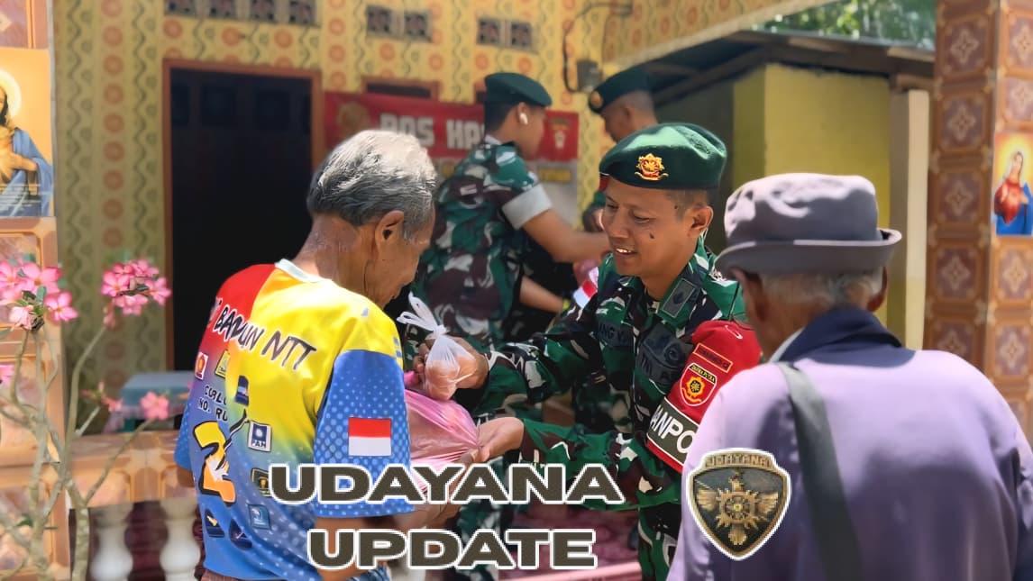 Satgas Pamtas Yonarmed 12 Kostrad Tebar Kepedulian di Perbatasan, Bagikan Sembako dan Buku Tulis