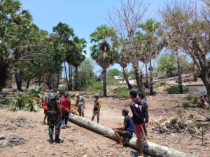 Babinsa Koramil 1627-03/Batutua Gotong Royong Bersama Warga di Desa Netenaen