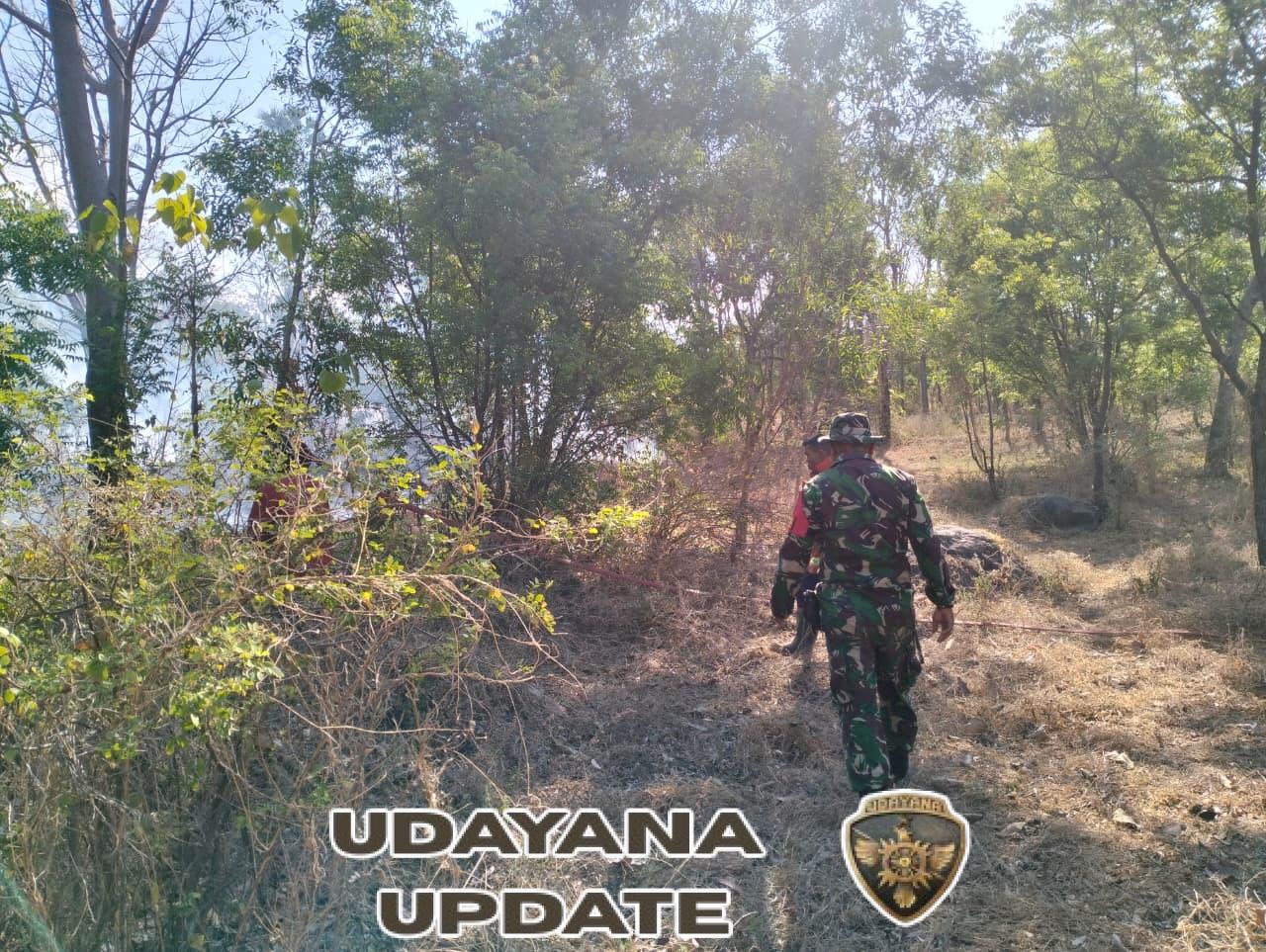 Babinsa 1623-08/Kubu bersama Damkar berjibaku padamkan api kebakaran lahan.