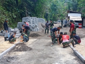 Pembangunan Jalan dan RTLH di Desa Bongkasa Pertiwi Melalui TMMD Kodim 1611/Badung