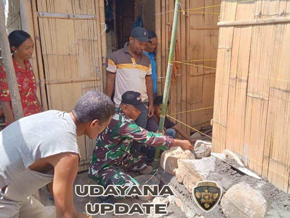 Babinsa Koramil 1603-04/Kewapante Dukung Pembangunan Bak Penampung Air di Desa Watukobu