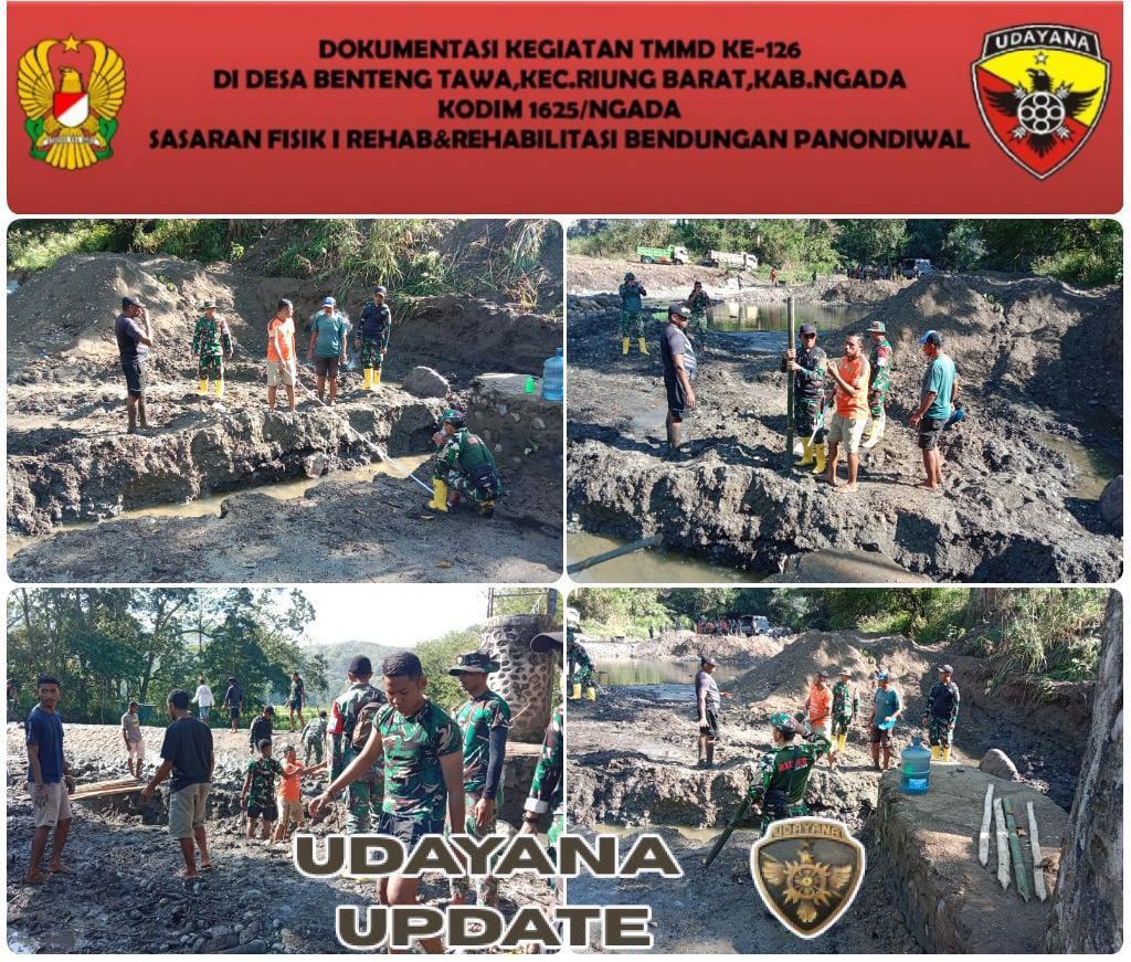 Hari ke-7 TMMD ke-126 Kodim 1625/Ngada, Pekerjaan Bendungan Panondiwal Capai 27 Persen
