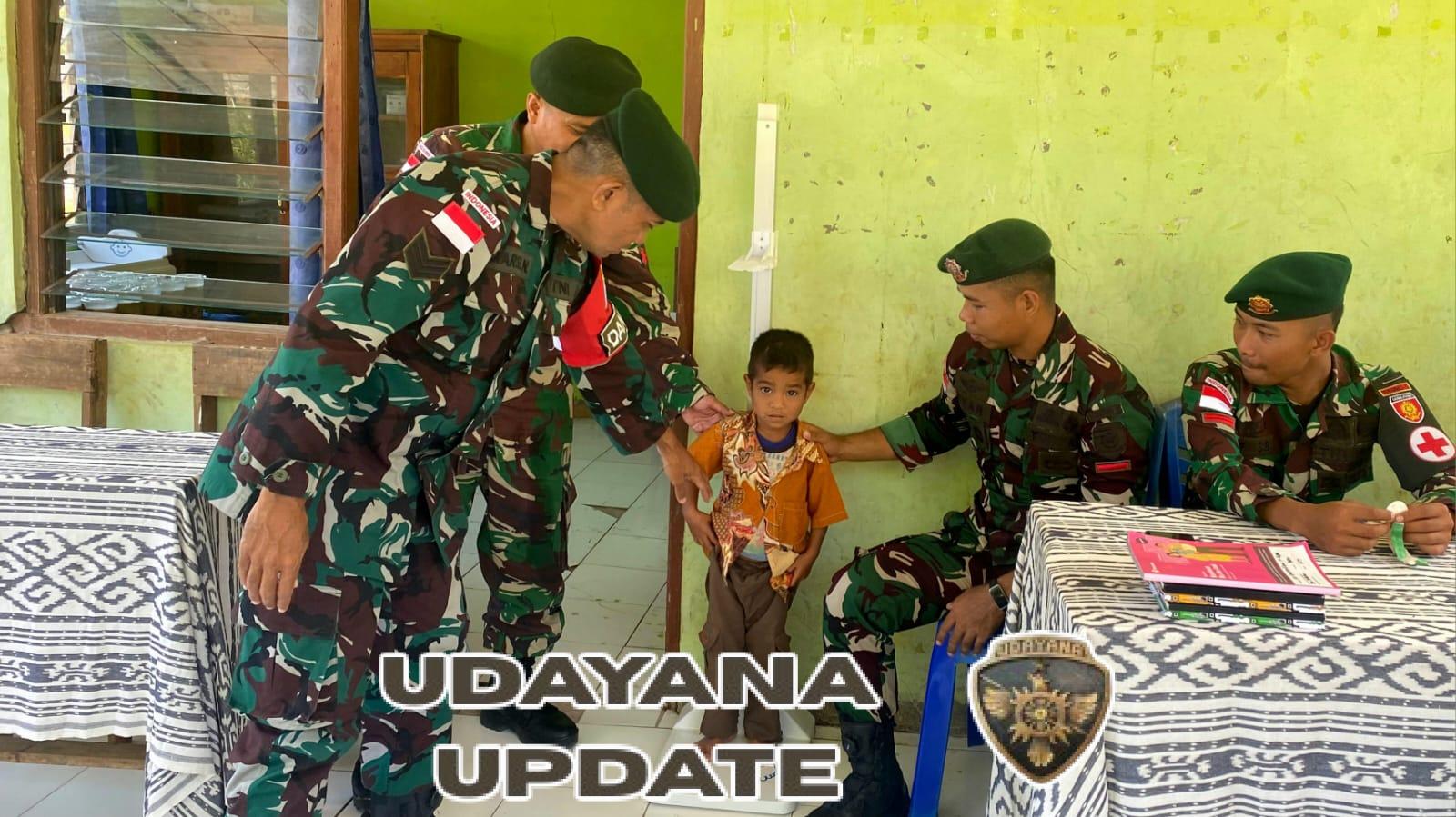 Satgas Pamtas Yonarmed 12 Kostrad Peduli Kesehatan Balita di Perbatasan RI-RDTL