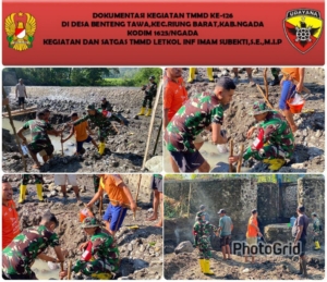 Dansatgas TMMD Ke-126 Kodim 1625/Ngada Turun Langsung Bantu Angkut Material di Bendungan Panondiwal