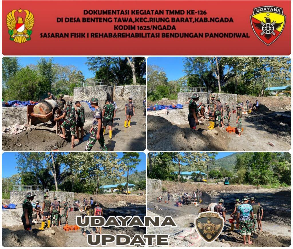 Hari ke-9 TMMD ke-126 Kodim 1625/Ngada, Pengecoran Bendungan Panondiwal Capai 36 Persen