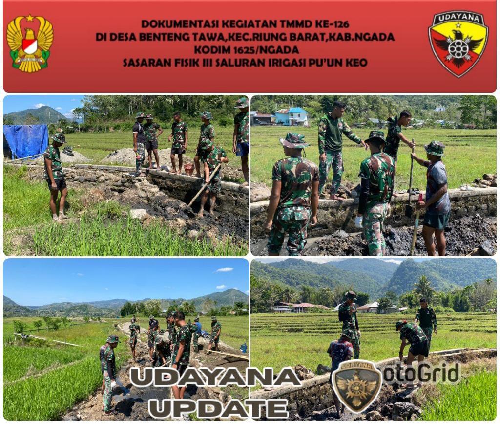 Hari ke-10 TMMD ke-126 Kodim 1625/Ngada, Pengecoran Irigasi Pu’un Keo Capai 45 Persen