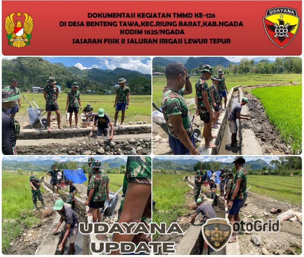 Hari ke-10 TMMD ke-126 Kodim 1625/Ngada, Satgas Fokus Pengecoran Irigasi Lewur Tepu