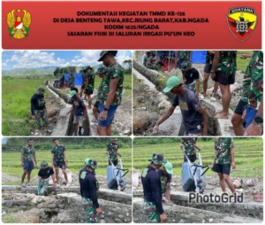 Hari ke-10 TMMD ke-126 Kodim 1625/Ngada, Satgas TNI Genjot Pengecoran Irigasi Pu’un Keo