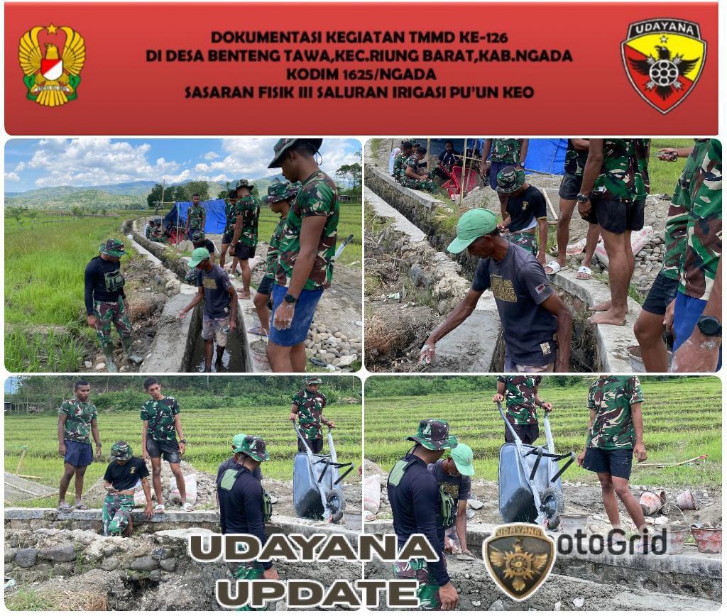 Hari ke-10 TMMD ke-126 Kodim 1625/Ngada, Satgas TNI Genjot Pengecoran Irigasi Pu’un Keo