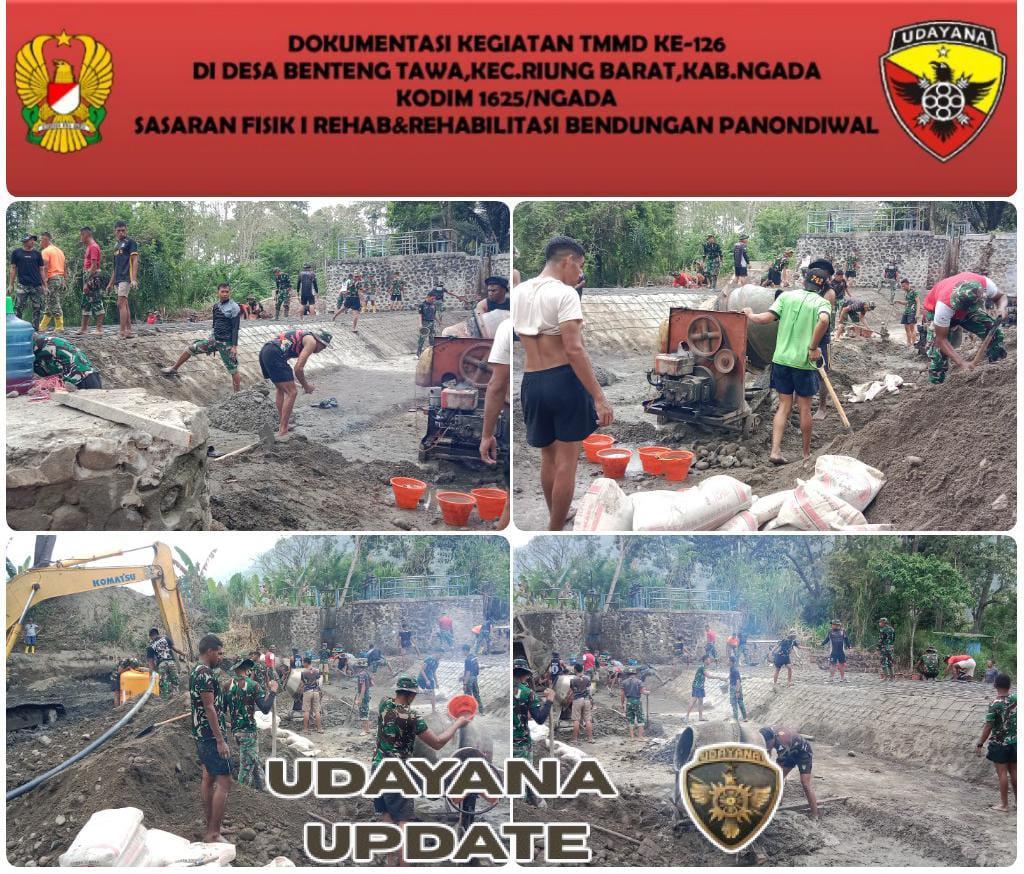 Hari ke-11 TMMD ke-126 Kodim 1625/Ngada, Pengecoran Lantai Bendungan Panondiwal Capai 46 Persen
