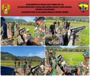 Hari ke-11 TMMD ke-126 Kodim 1625/Ngada, Satgas Fokus Pengecoran Saluran Irigasi Lewur Tepu