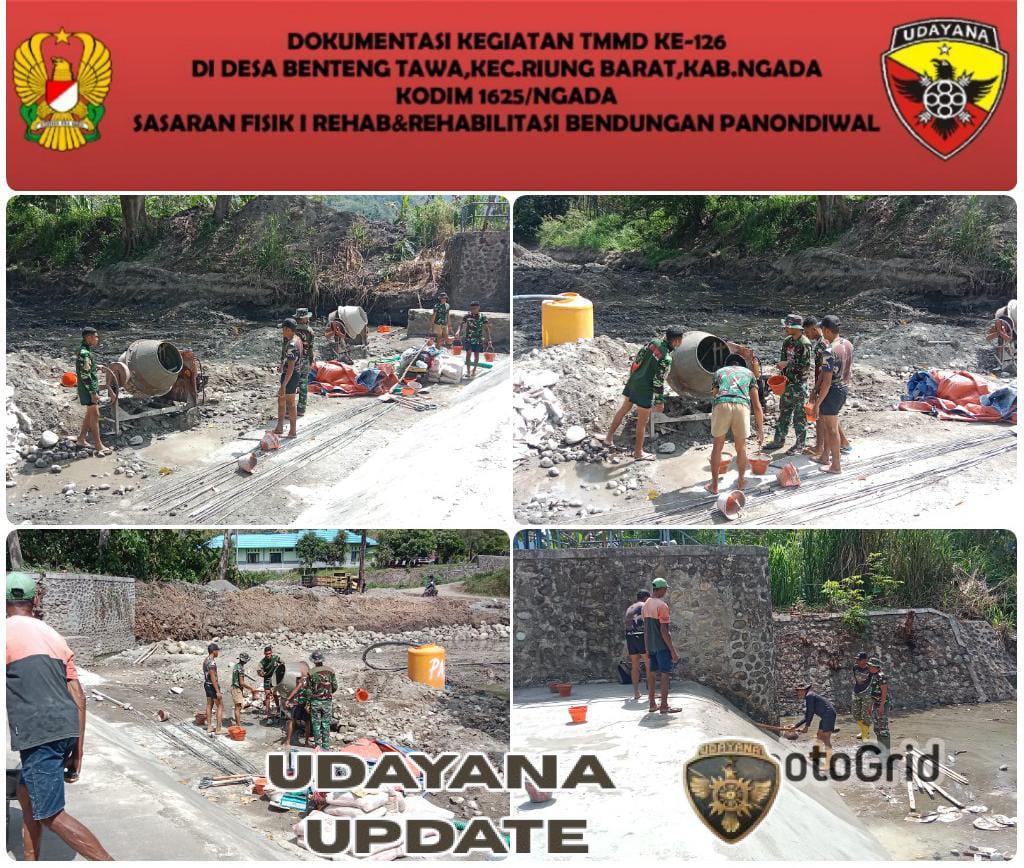 Hari ke-12 TMMD ke-126 Kodim 1625/Ngada, Satgas Lanjutkan Pengacian Mercu Bendungan Panondiwal
