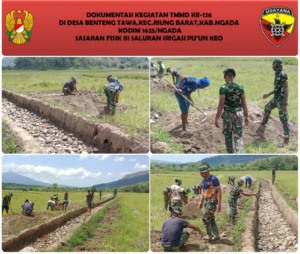 Satgas TMMD Ke-126 Kodim 1625/Ngada Mantapkan Pekerjaan Irigasi Pu’un Keo Capai 60 Persen
