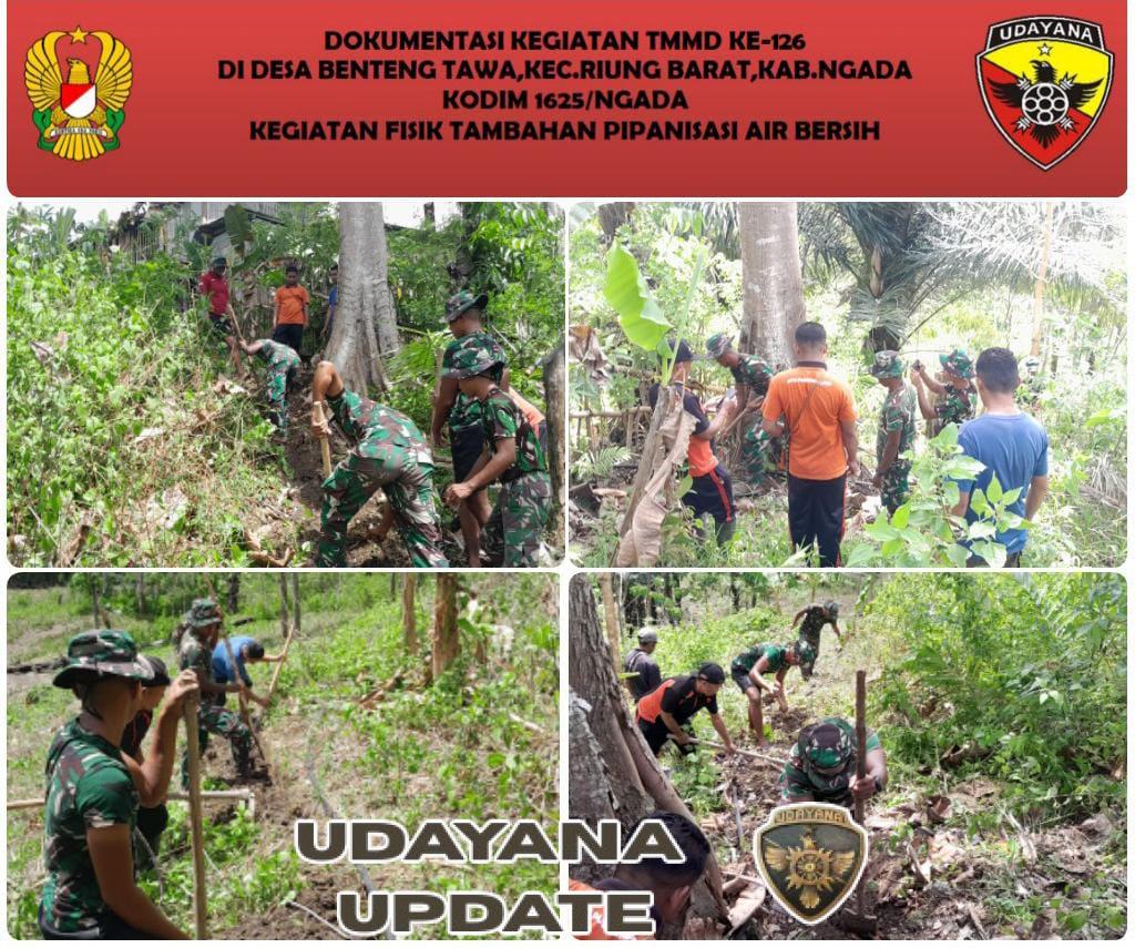 Hari Ke-13 TMMD Ke-126, Satgas Kodim 1625/Ngada Genjot Pekerjaan Pipanisasi Air Bersih di Benteng Tawa
