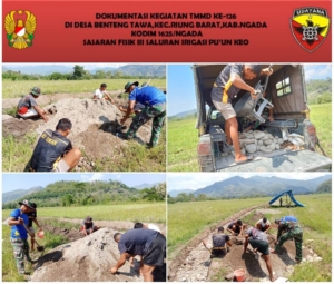 Hari ke-14 TMMD ke-126, Pembangunan Irigasi Pu’un Keo Terus Dikebut Demi Ketahanan Pangan Desa