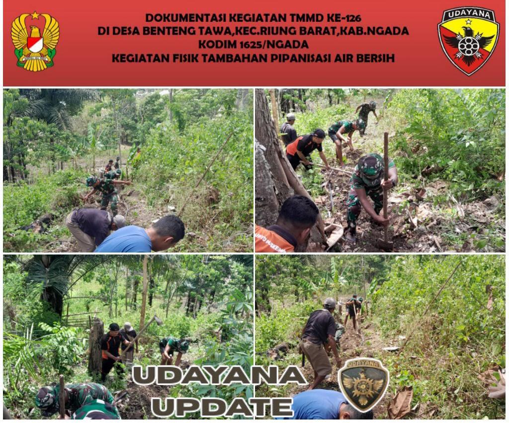 Hari ke-14 TMMD ke-126, Prajurit dan Warga Giat Lakukan Penggalian Jalur Pipa Air Bersih
