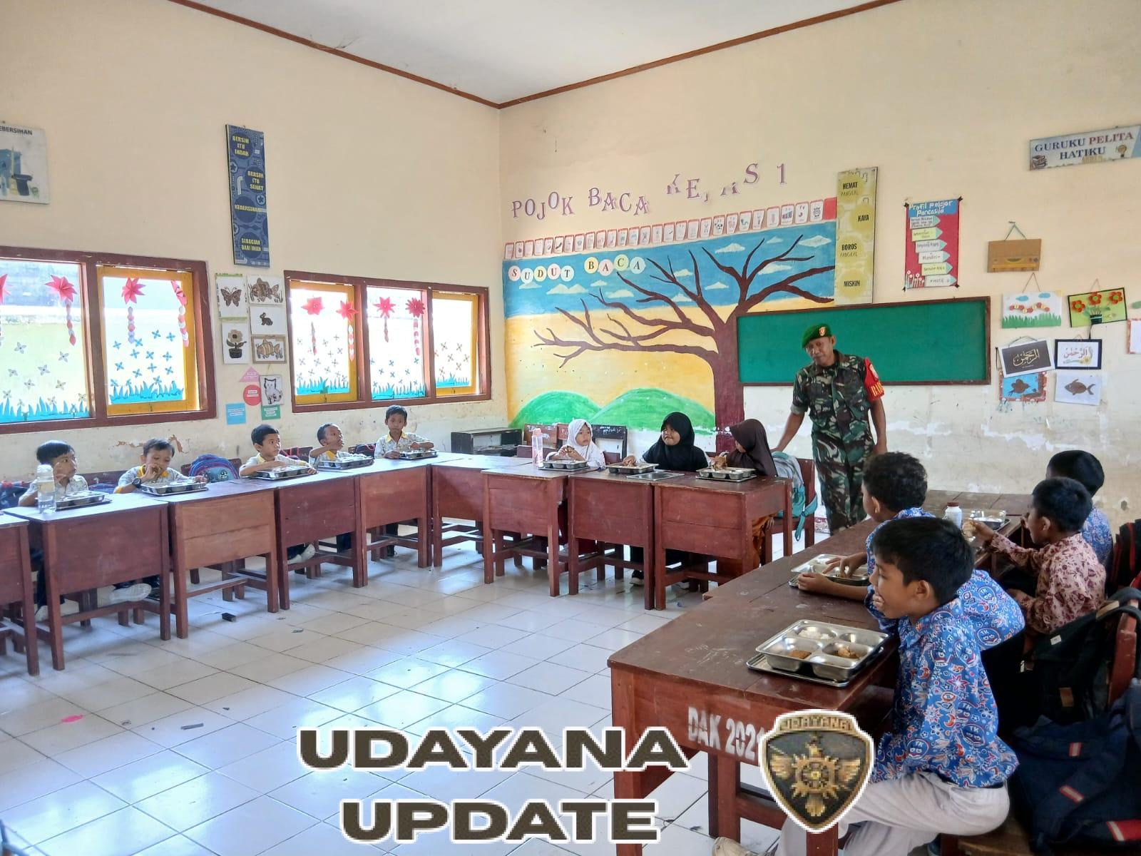 Makan Bergizi Gratis di SDN 7 Taliwang, Kegiatan Babinsa Serka Bustanuddin Berjalan Lancar