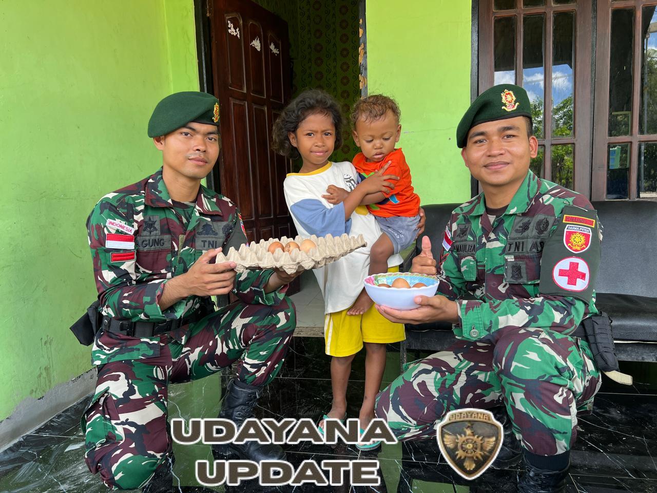 Cegah Stunting Sejak Dini, Satgas Pamtas Yonarmed 12 Kostrad Bagikan Telur Rebus untuk Balita dan Ibu Hamil