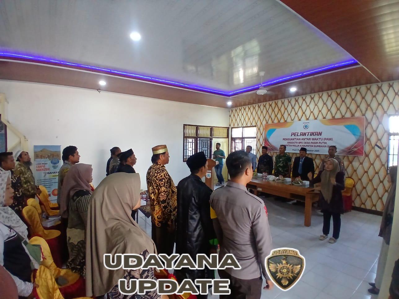 Koramil 1628-02/Sekongkang Hadiri Pelantikan PAW BPD Pasir Putih, Perkuat Sinergi TNI dan Pemerintah Desa