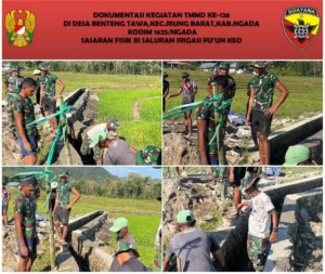 Hari ke-17 TMMD ke-126, Satgas Kodim 1625/Ngada Fokus Pengecoran Dinding Irigasi Pu’un Keo