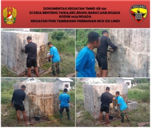 Hari ke-17 TMMD ke-126, Satgas Kodim 1625/Ngada Perbaiki Bak Air MCK SDI Lindi