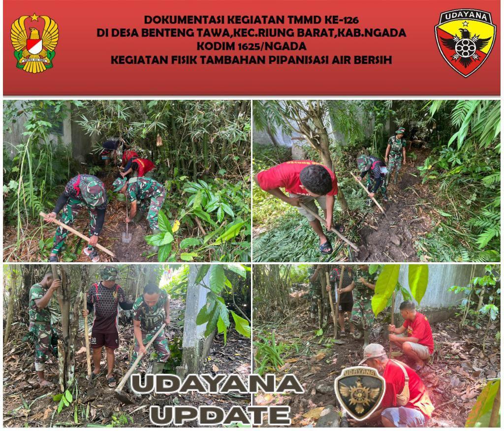 Hari ke-17 TMMD ke-126, Satgas Kodim 1625/Ngada Lanjutkan Pengerjaan Pipanisasi Air Bersih di Benteng Tawa