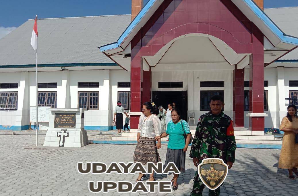 Babinsa Koramil 1627-03/BTT Amankan Ibadah Minggu di Gereja GMIT Talitakumi Ngauk