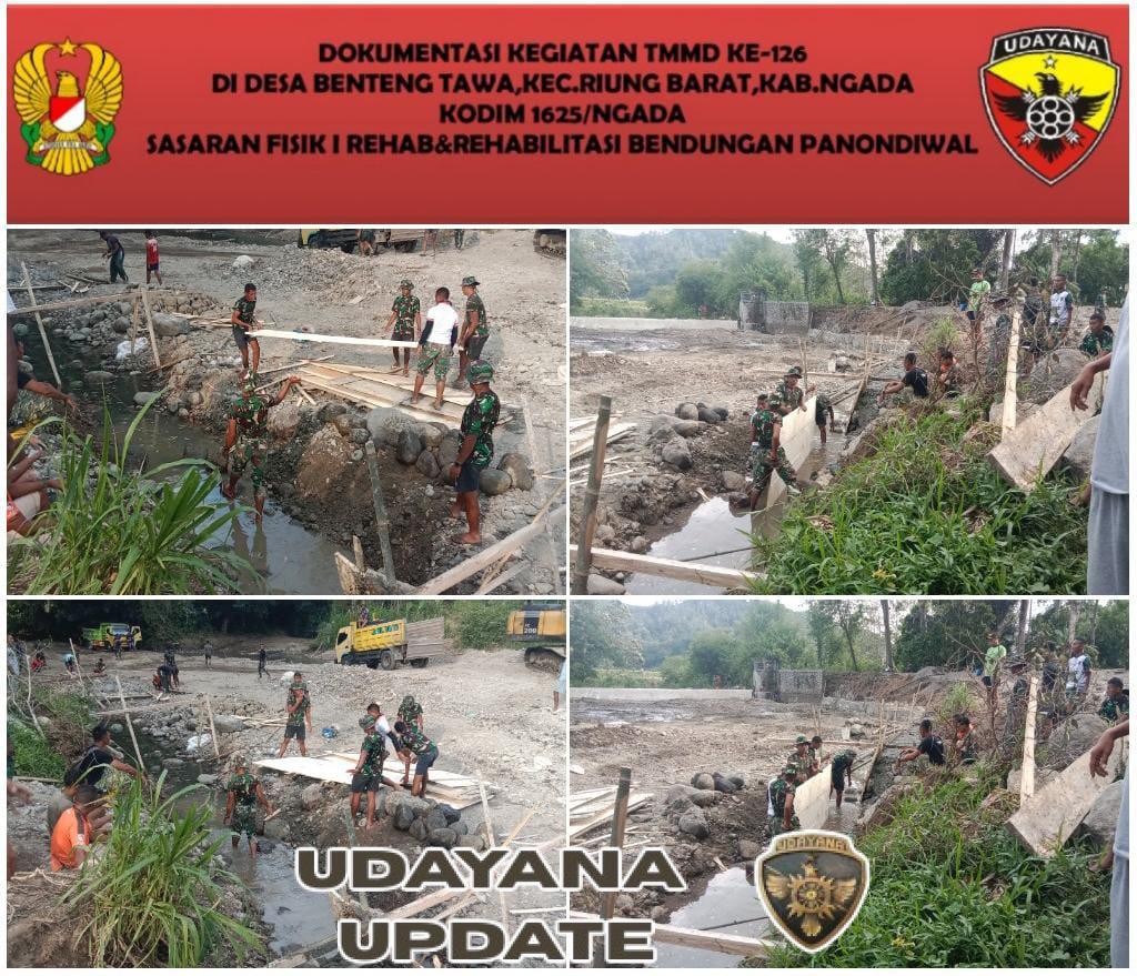 Progres 74 Persen, Satgas TMMD ke-126 Lanjutkan Pengecoran Sayap Bendungan Panondiwal