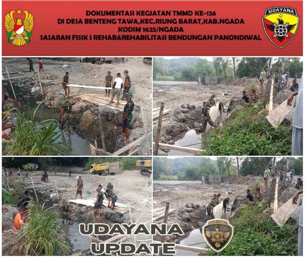 Hari ke-20 TMMD ke-126, Kodim 1625/Ngada Tuntaskan 80% Rehabilitasi Bendungan Panondiwal