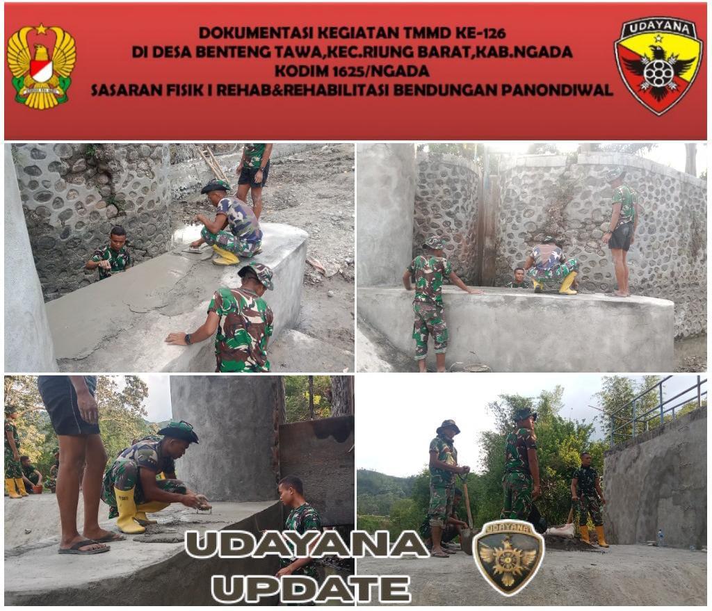 Hari ke-22 TMMD ke-126 Kodim 1625/Ngada, Pekerjaan Bendungan Panondiwal Capai 84 Persen
