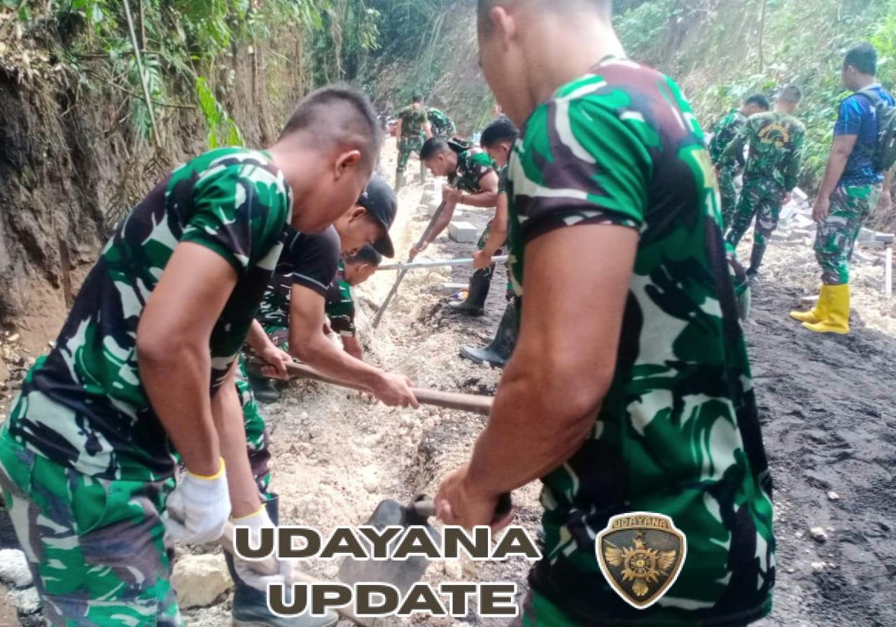 Kejar Target Pengerjaan Infrastruktur Jalan dan Fasilitas Masyarakat di TMMD Ke-126 Kodim 1611/Badung