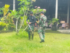 Dandim Klungkung Pimpin Kerja Bhakti Penyiapan Lomba Burung Berkicau Dandim CUP I 2025