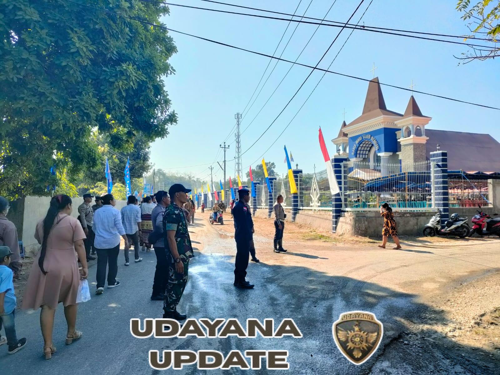 Kodim 1601/Sumba Timur Terjunkan Personel Amankan Peresmian Gereja Katolik MBSM Kambajawa oleh Uskup Vatikan