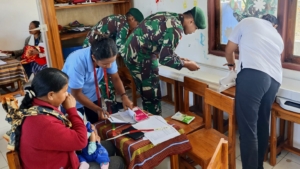 Pos Fohuk Satgas Yonarmed 12 Kostrad Hadirkan Layanan Kesehatan untuk Ibu dan Balita di Tapal Batas