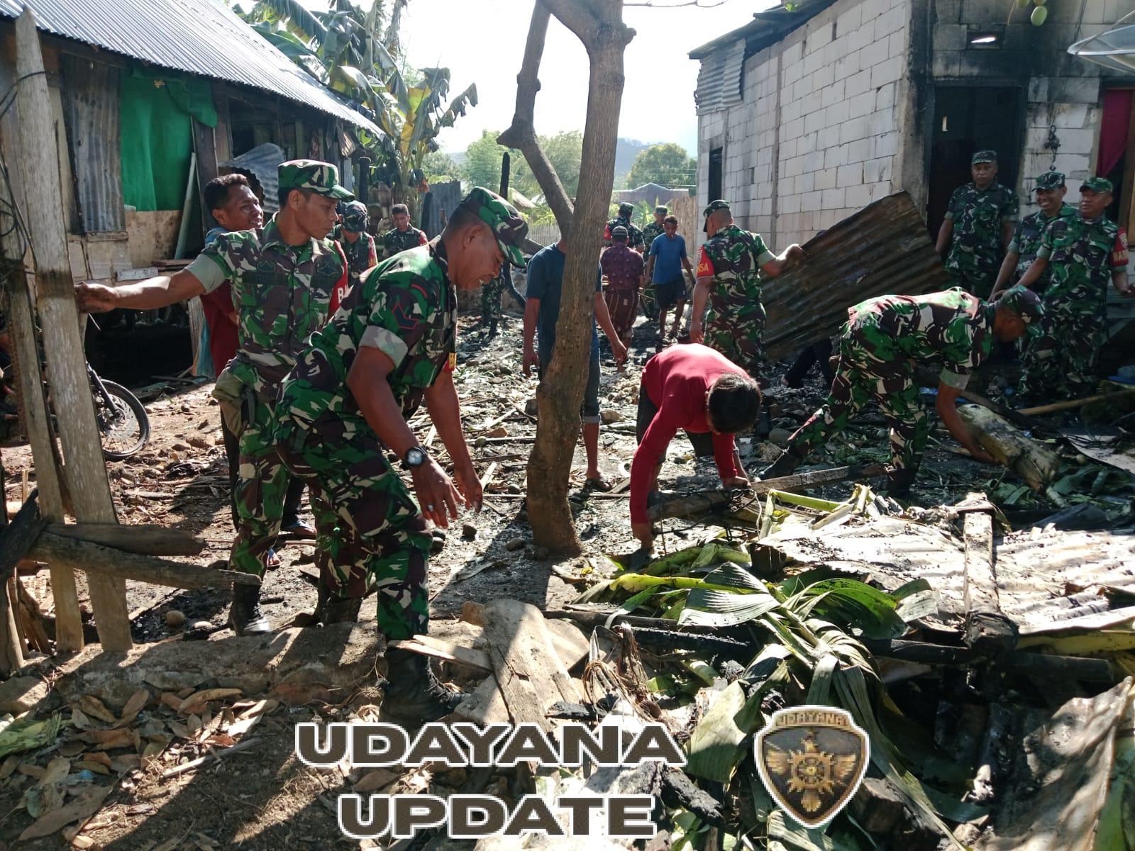 Peduli Korban Kebakaran, Koramil 1608-04/Woha Gelar Karya Bakti di Desa Nisa