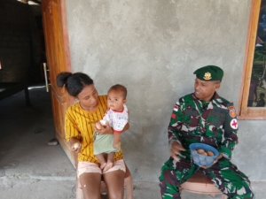 Dukung Program Ibu Kasad, Satgas Yonarmed 12 Kostrad Peduli Gizi Balita dan Ibu Hamil