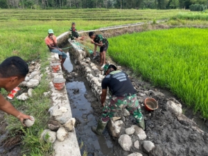 Saluran Irigasi Lebih Kuat, TMMD 126 Kodim Ngada Cor Dinding Irigasi di Benteng Tawa