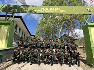 Kunjungan Dansatgas Pamtas Yonarhanud 2 Kostrad ke Pos Baen Tingkatkan Moril Anggota