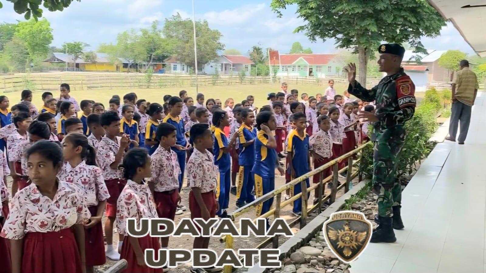 Satgas Pamtas Yonarmed 12 Kostrad Pos Salore Tebar Kepedulian Lewat Bubur Kacang Ijo untuk Pelajar