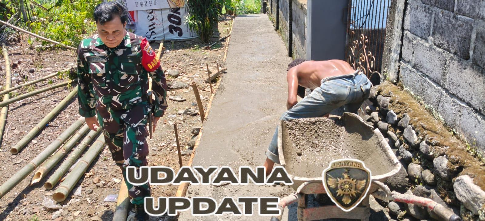 Babinsa Tihingan Dampingi KBD Dusun Mengguna Cek Progres Perbaikan Dan Pengecoran Gang