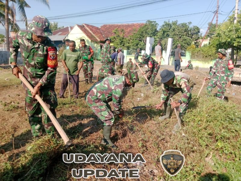 Dukung Program Pemerintah, Koramil 1608-04/Woha Kerja Bakti Bersihkan Lahan Pembangunan Koperasi Merah Putih