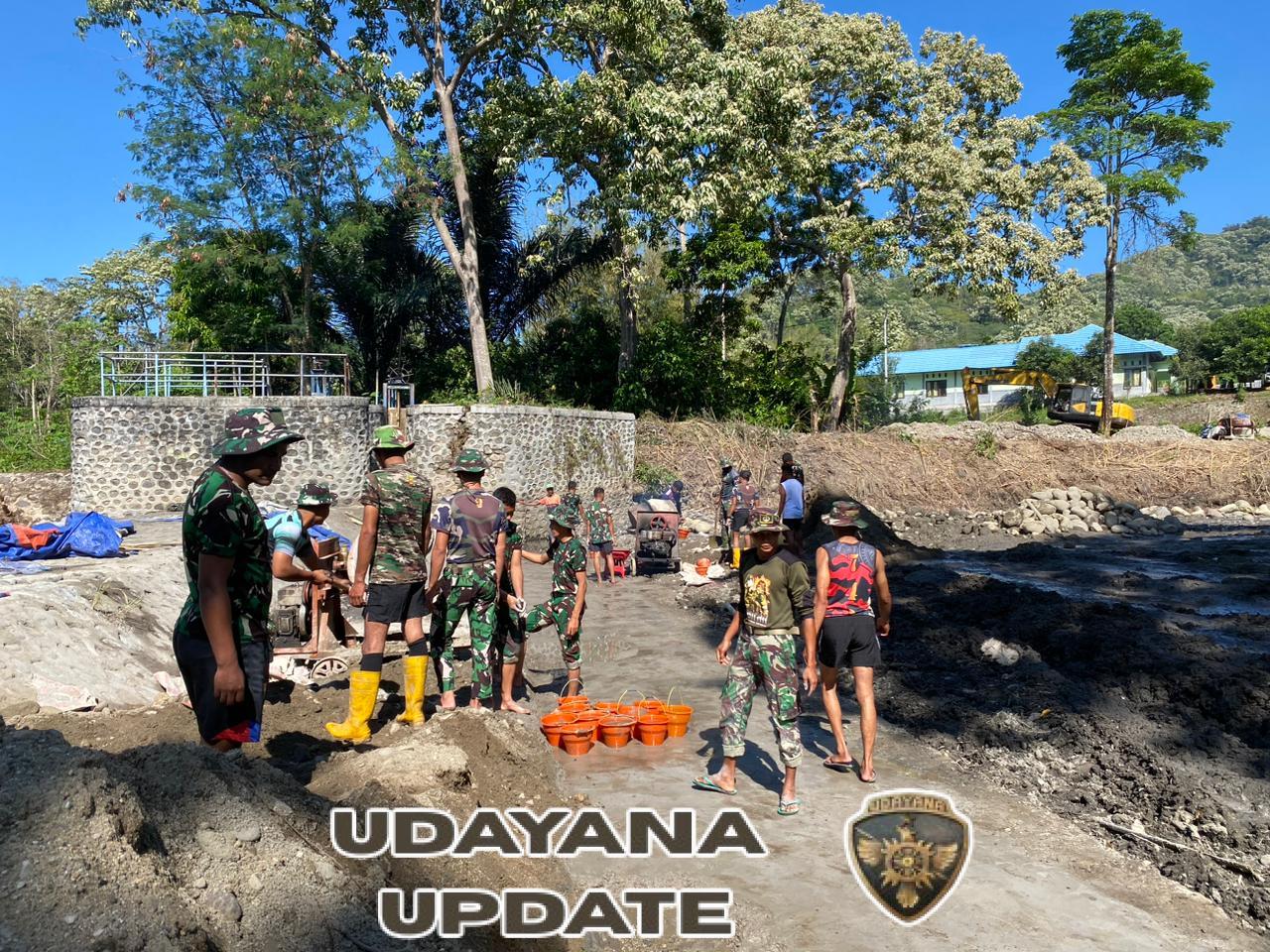 Percepat Rehabilitasi Infrastruktur, Kodim 1625/Ngada Laksanakan Pengecoran Bendungan di Benteng Tawa