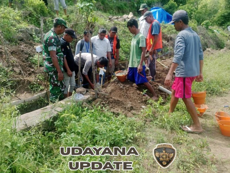 Babinsa Ntonggu Hadiri Peletakan Batu Pertama Irigasi P3A di Palibelo